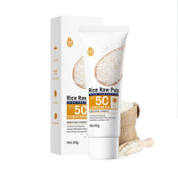 GEEWHILE Rice Sunscreen SPF 50+ Sunscreen with Rice Extracts, Waterproof Moisturizing Sun Cream, UVA&UVB Protection Sun Cream for Protects & Brightens Skin, Reduces Blemishes, Non-Greasy
