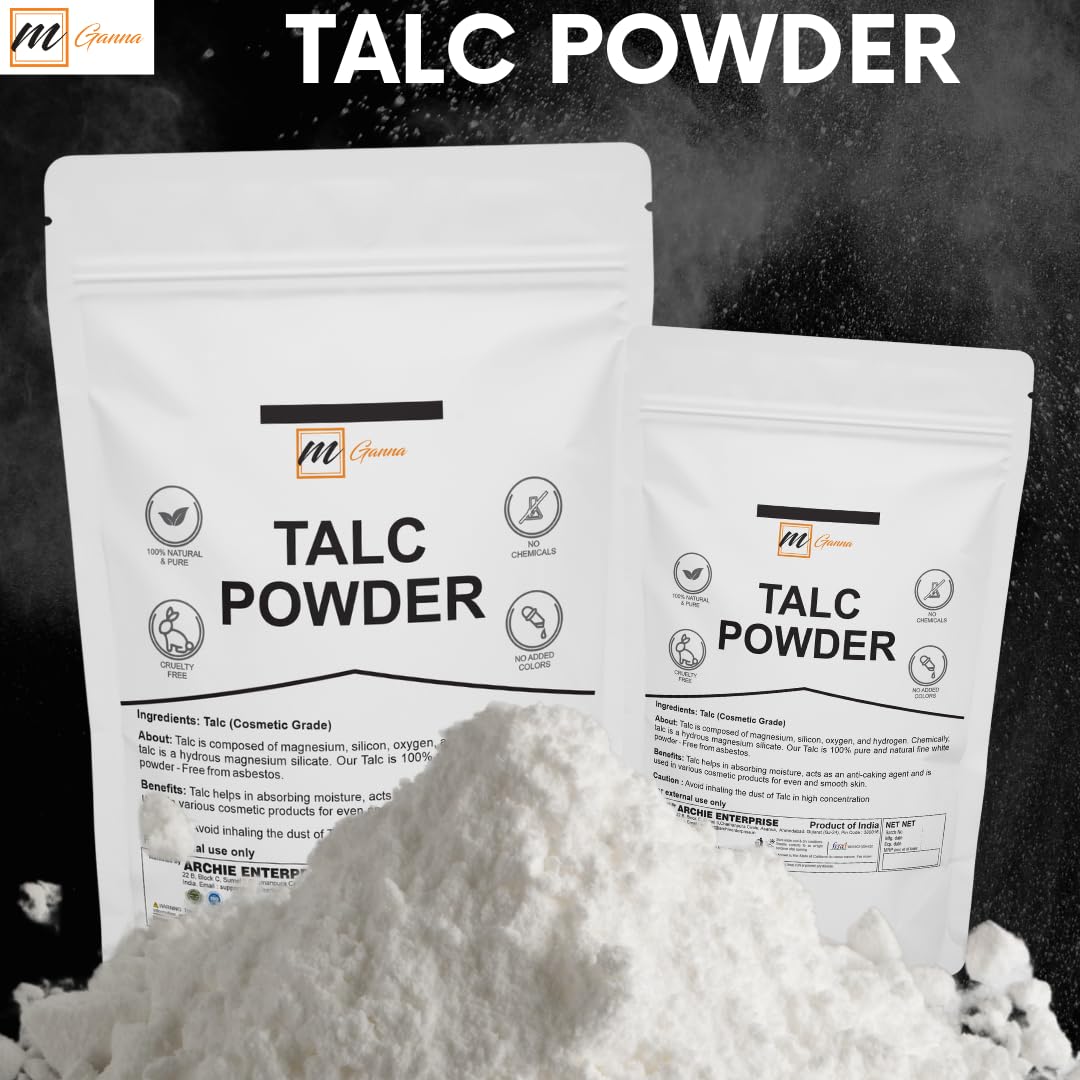 mGanna 100% Natural Talc Powder for Facial Make-up and Cosmetic formulations 0.5 LBS / 227 GMS
