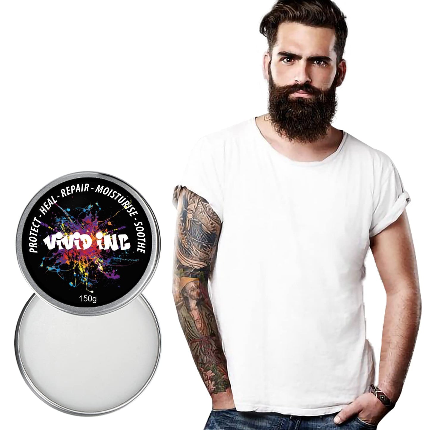 Generic Vivid Inc Tattoo Aftercare Butter - Healing Cream, Balm - Brightens, Moisturises, Enhances Tattoo Colours, Promotes Healing & Protects - 150g