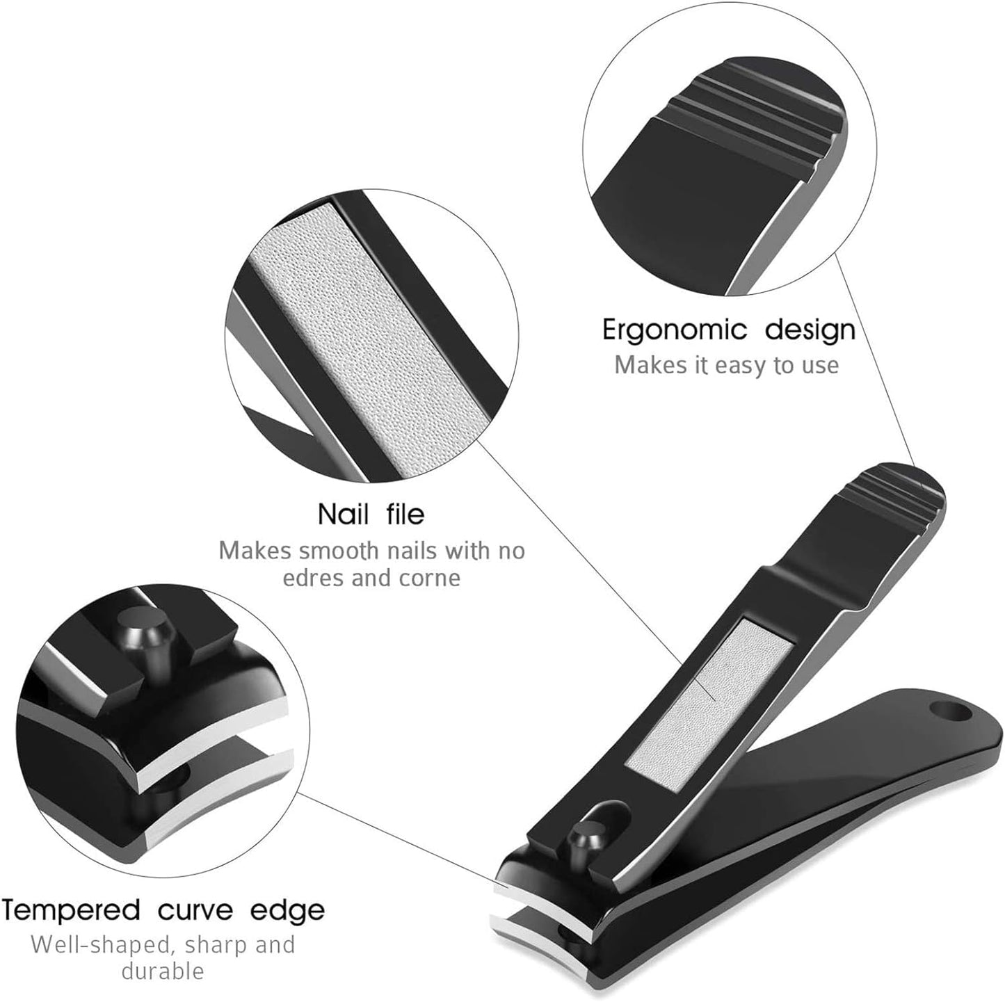 BESTOPE PRO Nail Clippers 2PCs Nail Cutter Set Stainless Steel Fingernails Toenails Clippers for Men Women Sturdy Nail Clipping Kit