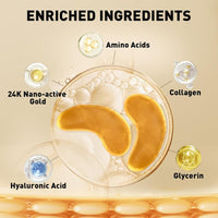 OVALA Under Eye Patches (16 Pairs) - 24K Gold Eye Patches for Puffy Eyes, Dark Circles, Eye Bags and Wrinkles, Collagen Skin Care Products, Beauty