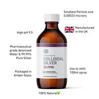 Natures Greatest Secret Nature's Greatest Secret Premium Quality Antibacterial 20ppm Colloidal Silver Bottle 300ml