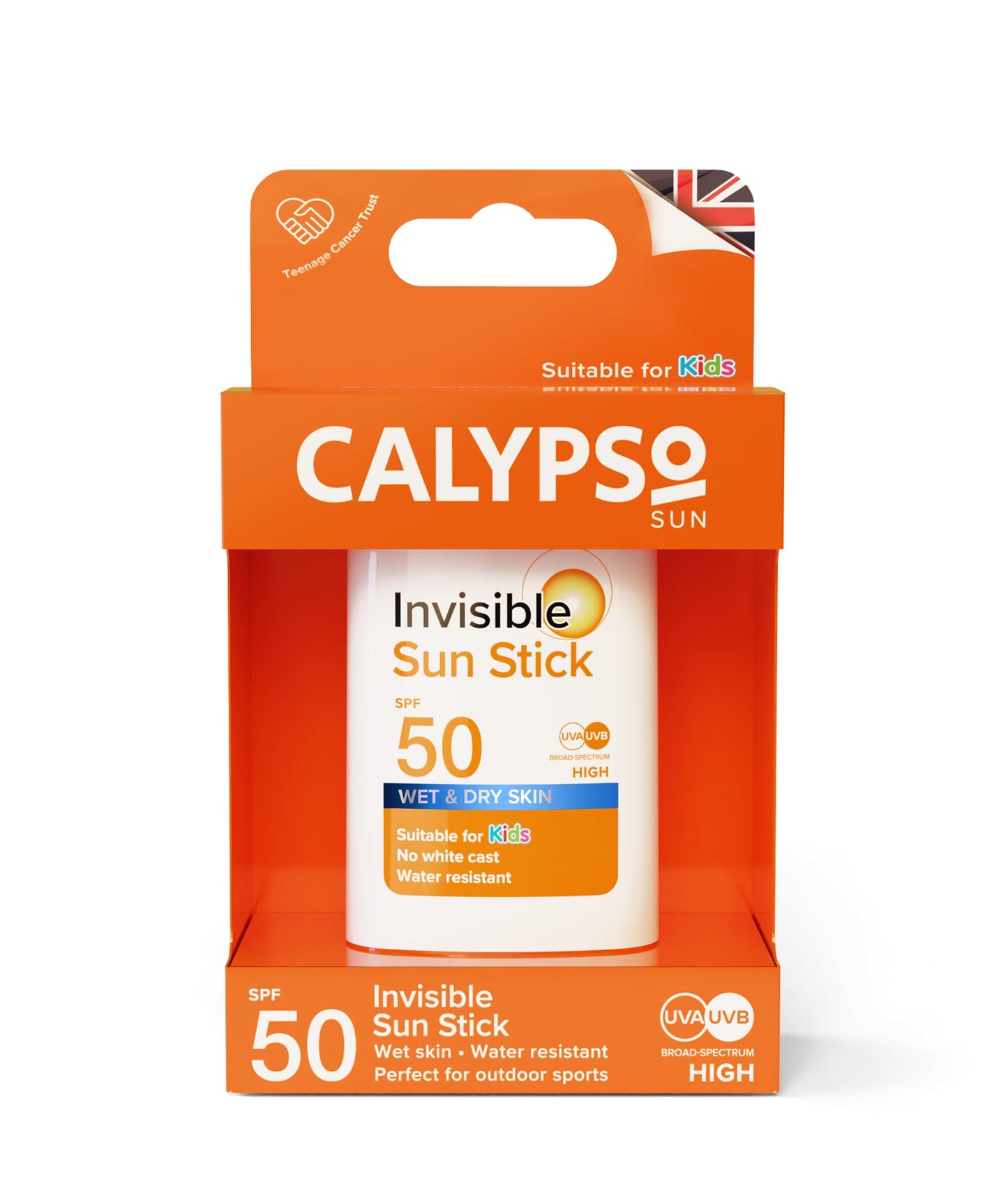 Calypso Invisible Sun Stick, SPF50 Sun Protection for Wet and Dry Skin, 15g