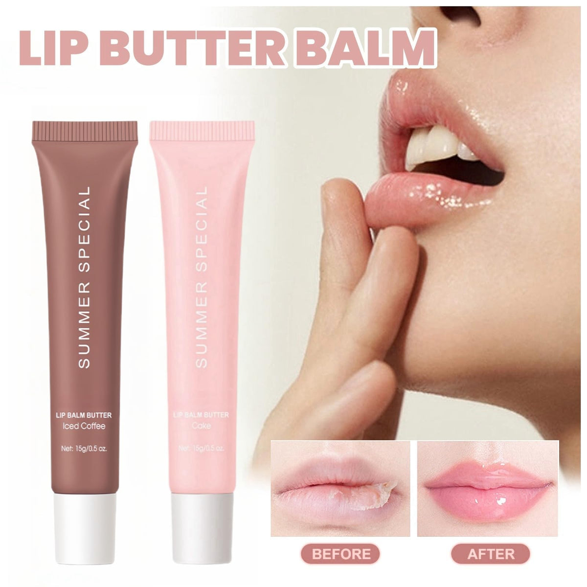 ChengJin 2Pcs Summer Moisturizing Natural Lip Balm,Friday Lip Butter Balm,Non-Greasy Soothes Dry Lip Care Oil,Conditioning Lip Mask and Lip Balm,SPF Lip Balm Tinted,Lip Care for Dry Lips(#Iced CoffeeCake)