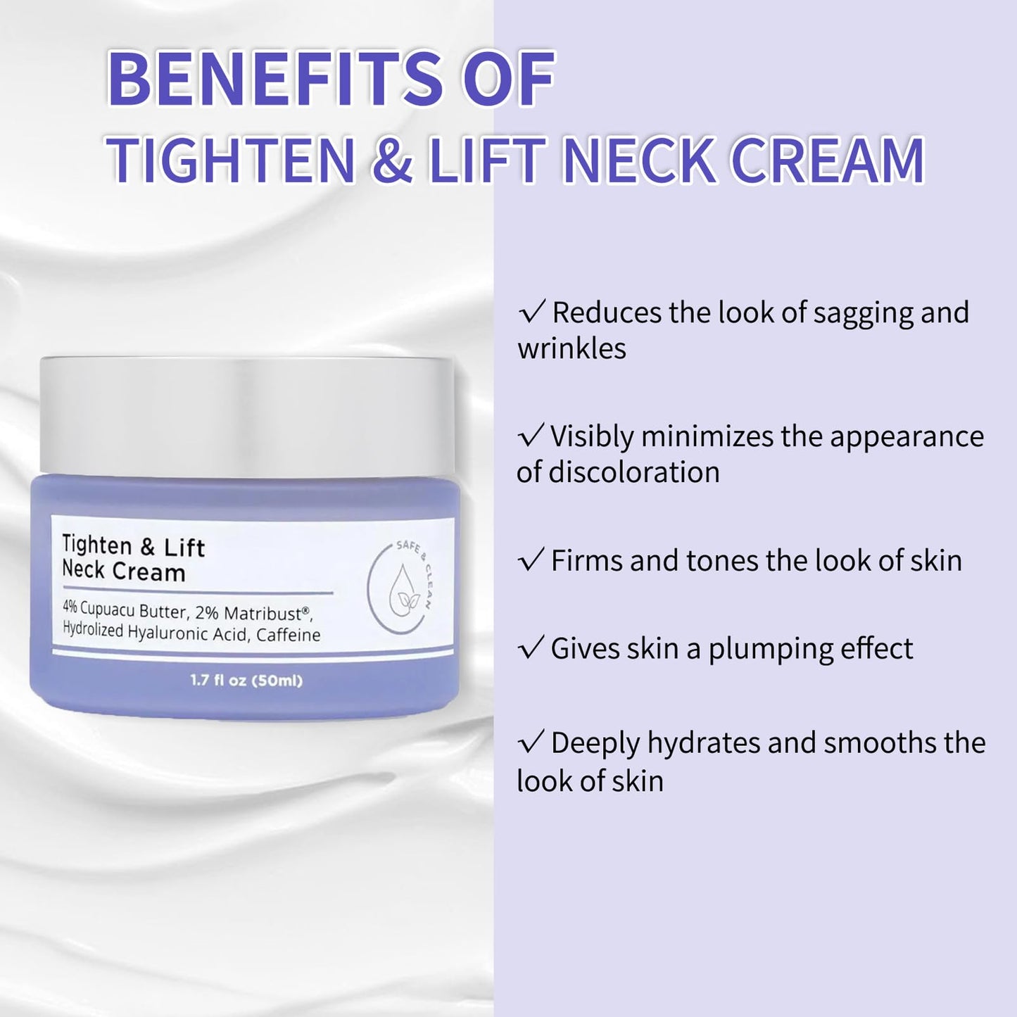 MEITREND Tighten & Lift Firming Neck Cream,2PCS neck firming cream,Anti Aging neck cream for sagging and tighten,Lifting Sagging Skin & Smooth Neck Wrinkle,Hydrating Neck Cream,Skincare Neck Cream-50ml*2