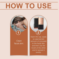 Xinyig 2 in 1- Luxury Anti-Wrinkle Foundation Stick,Double-Head Flawlesss Eraser Foundation Stick with Brush,S/tick Found/ation Makeup,Balance & Even Complexion,Multi-Use Full Coverage(Brilliant White, 01)