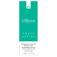 skinChemists Hydrating Serum with Polyglutamic Acid 1%, Vitamin C 3% 30ml | Fights Fine Lines, Wrinkles, & Pigmentation - Provides Lasting Hydration & Luminous Effect