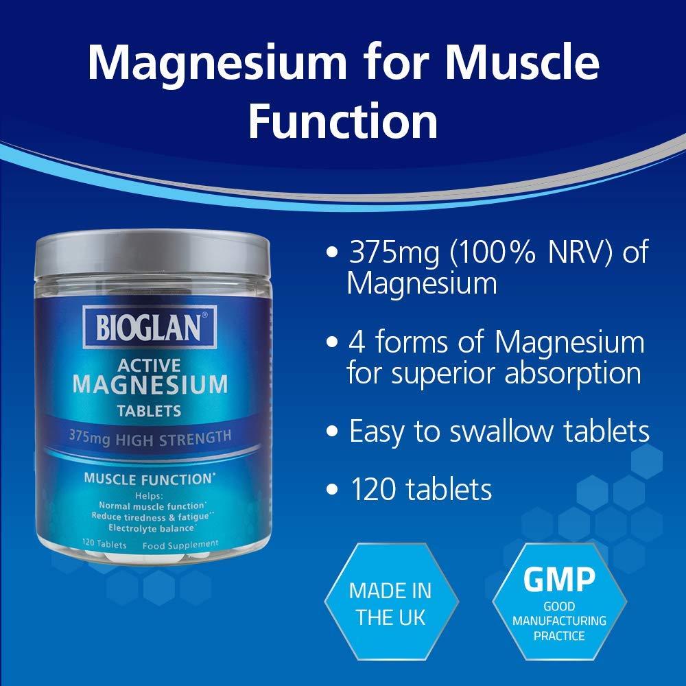 Bioglan Active Magnesium | Supports Muscle Function | 120 Tablets, 120 Tablet