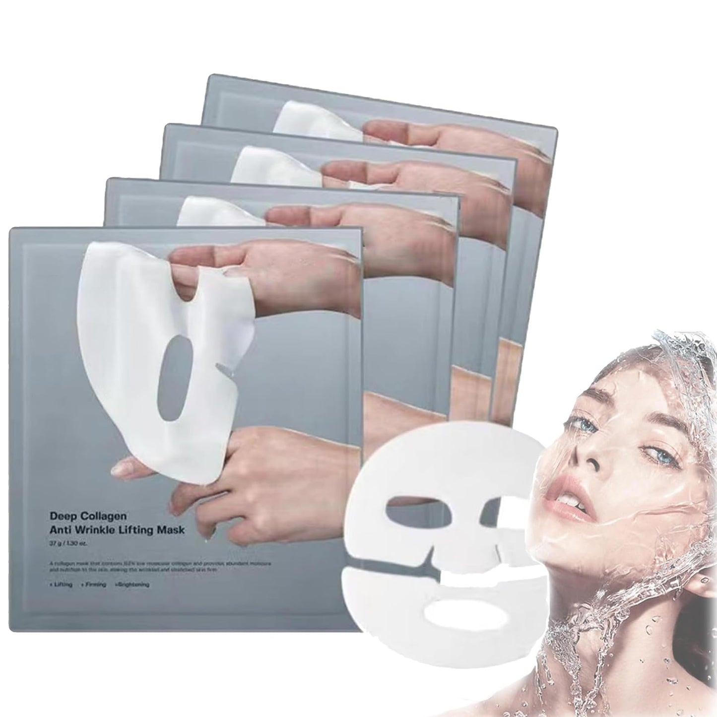 ALLILUYAA Bio Collagen Face Mask Overnight, Bio Collagen Real Deep Mask Overnight, Collagen Overnight Mask, Beauty Bio Collagen Mask, Bio-Collagen Deep Hydrating Overnight Mask(4 Sheets,ONE SIZE)