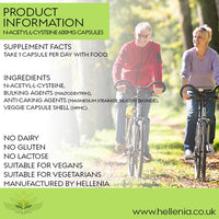 Hellenia N-Acetyl-Cysteine 600mg | 120 Capsules | Vegan NAC Supplement | Manufactured in The UK