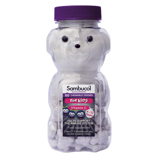 Sambucol Natural Black Elderberry Chewable Teddies | Vitamin C | 60 count