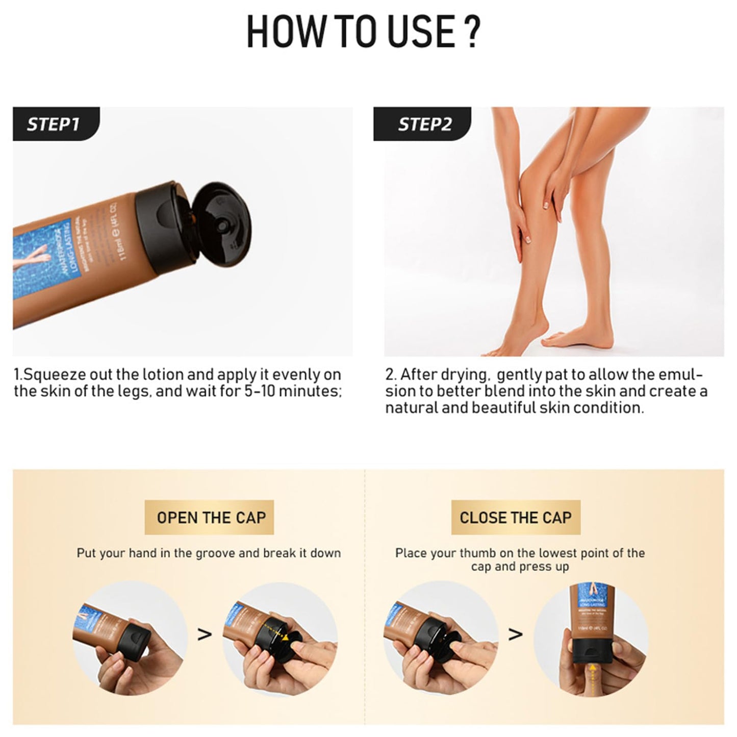 SHEBEEDO Leg Makeup Lotion Waterproof No Transfer, Colour Corrector Concealer Cover up Makeup for Varicose Veins, Leg and Body Scar Cover up Makeup for Tattoo Cover Up, Concealer for Mature Skin(MediumGlow 02)