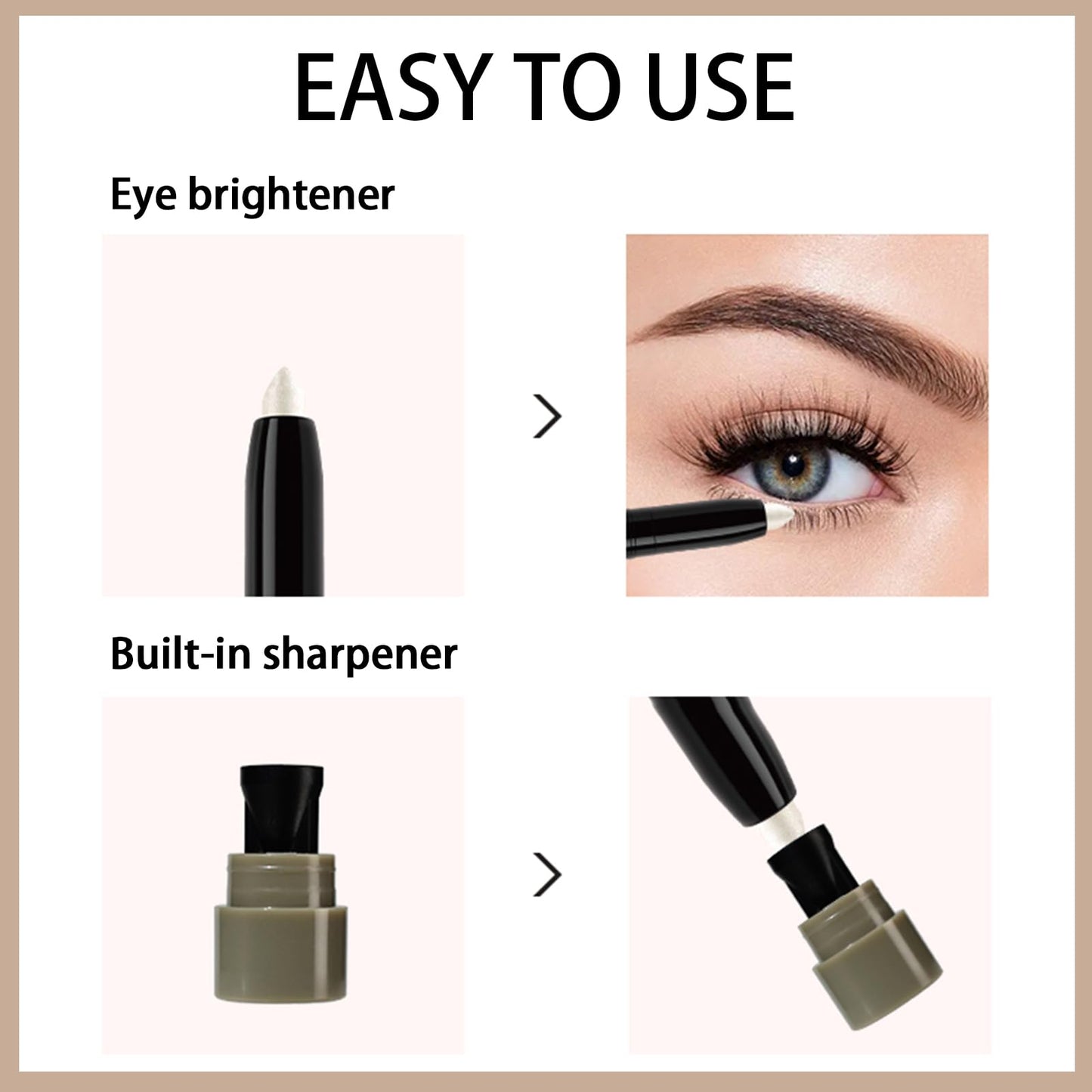 Erinde Shimmer Cream Eyeshadow, Eye Shadow Crayon, Highlighter Eye Liner, Metallic Eye Brightener Makeup, Intense Colour, Long Lasting, Subtle Glitter, 0.04 oz