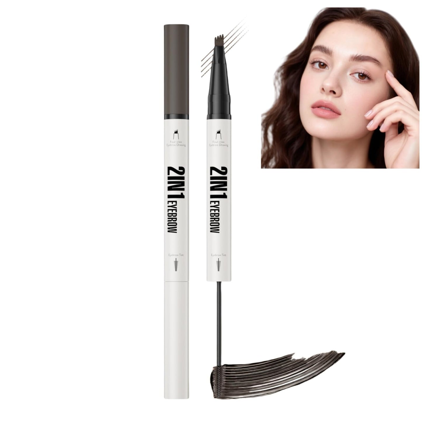 QinZiEn Eyebrow Pencil with Eyebrow Gel,2-In-1 Eyeb/row Pen and Brow Brush,Eyeb/row Pencil Dark Brown,Waterproof Eyebr/ow Pen/cil,Eyebr/ow Filler,Long Lasting Brow Pen,Eyebro/w Pe/n for Beginners