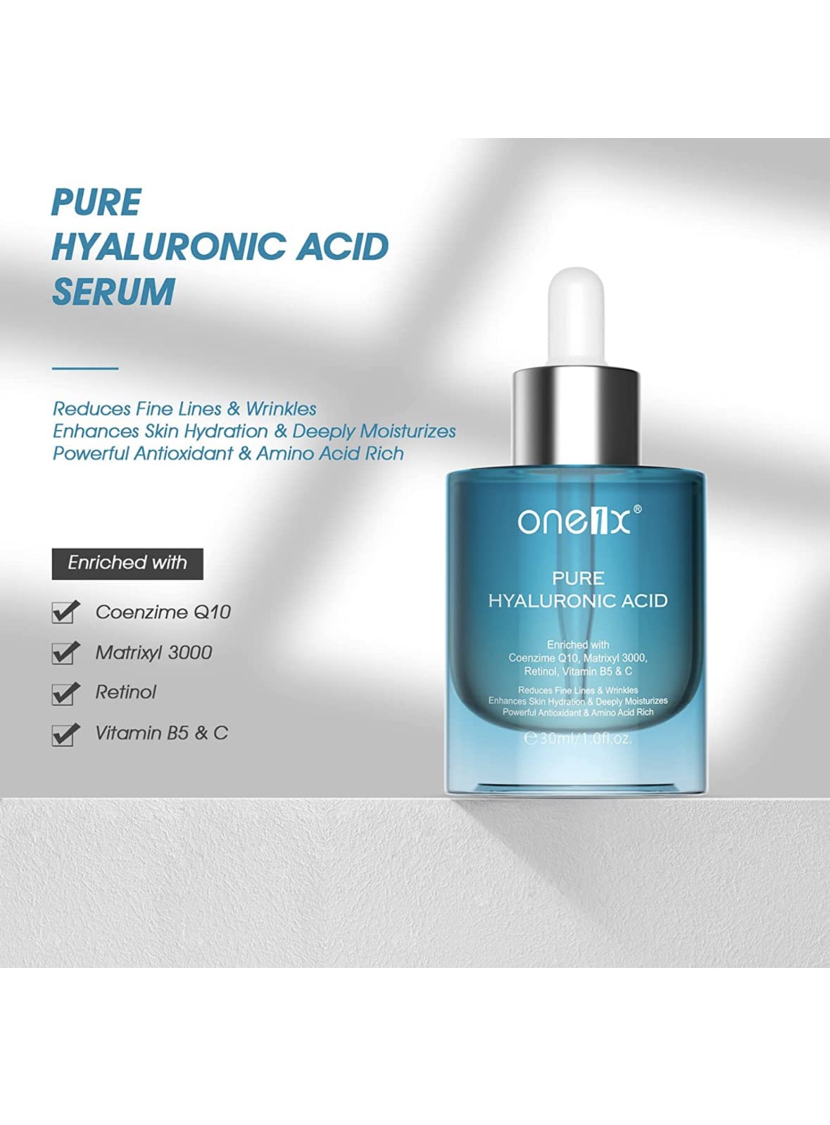 Hyaluronic Acid Serum for Face with Retinol, Vitamin C & B5, Hydrating Face Serum for Dry Skin Plump and Moisture, Anti-Aging, Reduces Wrinkles, Firming Serum for Woman Day Night 30ML
