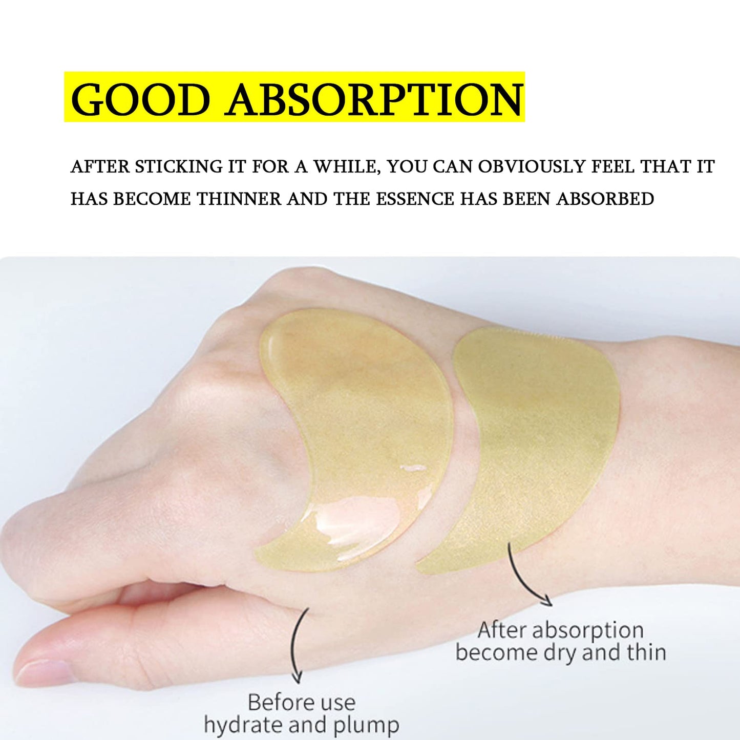 Under Eye Patches, 24K Gold Under Eye Treatment Masks, Collagen Patches Eye Masks with Moisturizing and Anti-Aging Effect,for Puffy Eyes, Dark Circles, Eye Bags, Improve Lines and Wrinkles- 60Pcs