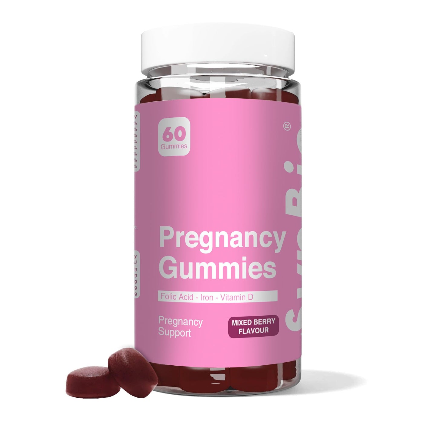 SynBio Pregnancy Gummies | Prenatal Multivitamin with Folic Acid, Vitamin D3, B12, Zinc & More | Gelatin Free, Vegetarian, Nut Free | 60 Mixed Berry Gummies for Daily Pregnancy Support