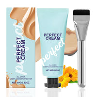 Cureluxe All Over Complexion Perfector – 80g Cc Cream Skin Tint for Body & Face – Long-Lasting Coverage, Evens Skin Tone, Waterproof & Transfer-Resistant - Light Foundation with Makeup Brush