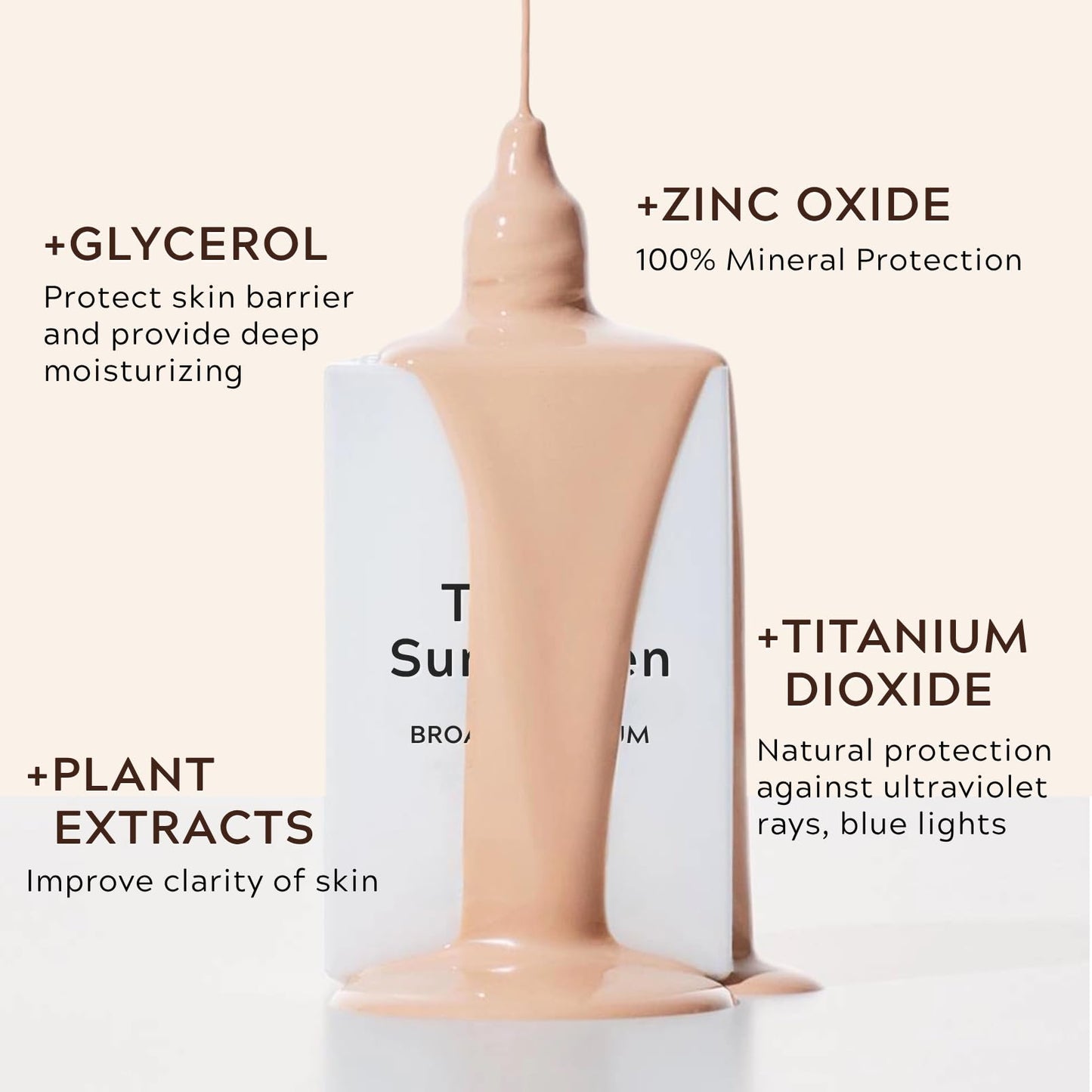 Daily Fluid Tinted Sunscreen SPF 40, Zinc Oxide+Mineral Sunscreen for Sensitive Skin, SPF Face Suncream Lightweight Non Greasy, Natural Tone & No White Cast, Light Coverage, MY210
