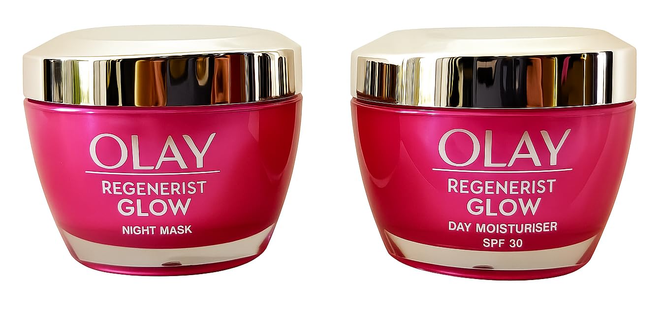 Olay Regenerist Glow Duo – Overnight Night Mask 50ml & SPF 30 Day Moisturiser for Radiant Skin 50ml