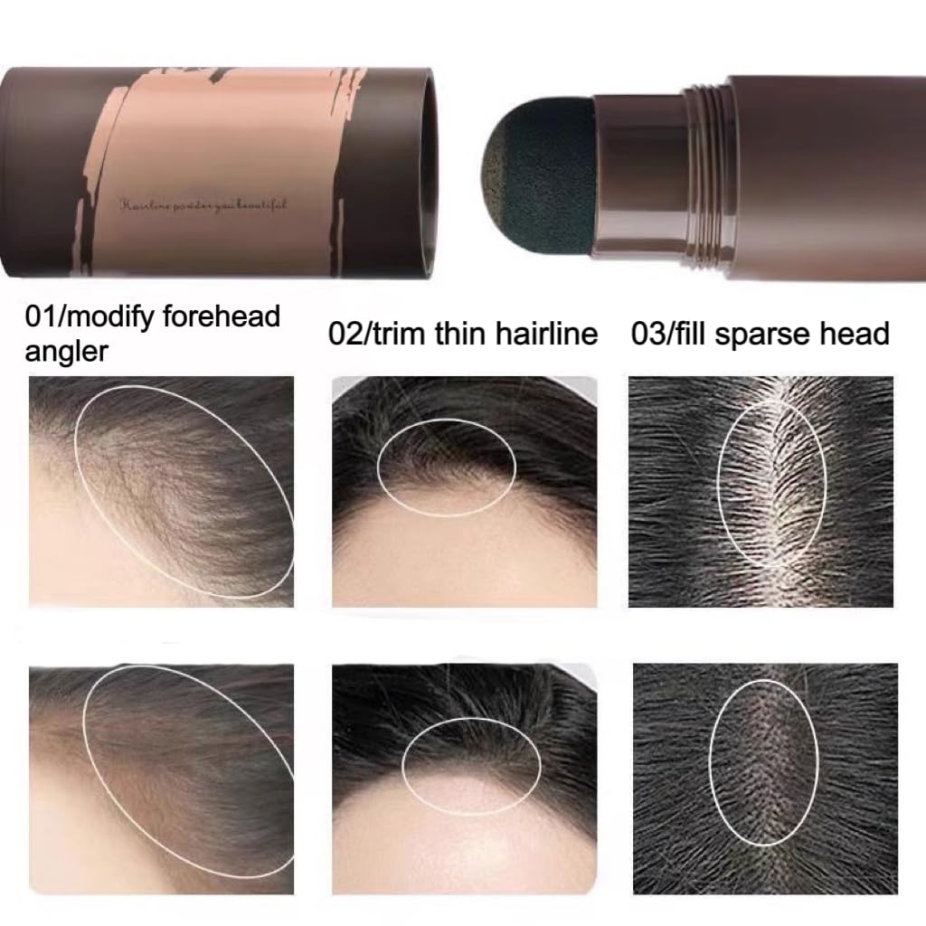 FANFALUV Hairline Powder-Hair Root Touch Up-Instantly Hairline Shadow-Conceals Hair Loss And Fills In Receding Hairlines Forehead Side Hair Filler- Grey Hair Cover Up For Women & Men Sweatproof (Gray Brown)