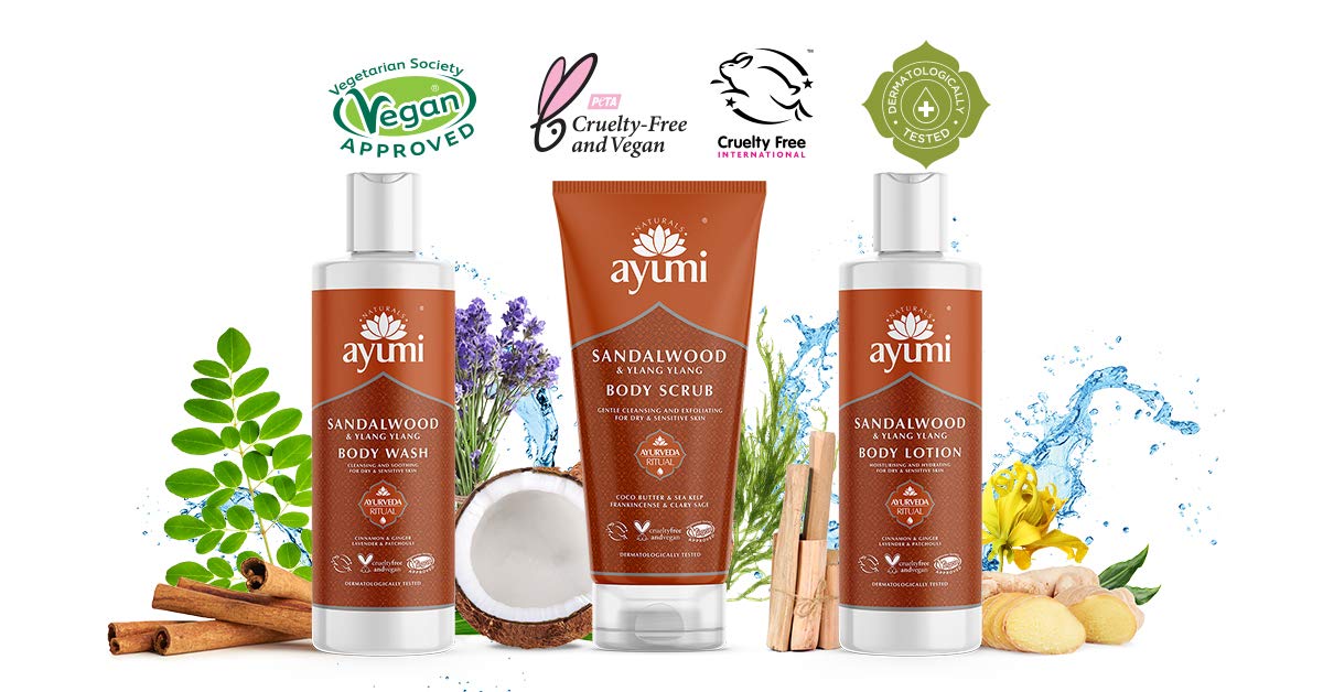 Ayumi Sandalwood & Ylang Ylang Face Scrub, Packed With Bamboo Stem Powder to Buff Away Dead Skin Cells, Rich in Cocoa & Shea Butters For Soft Skin - 1 x 125ml
