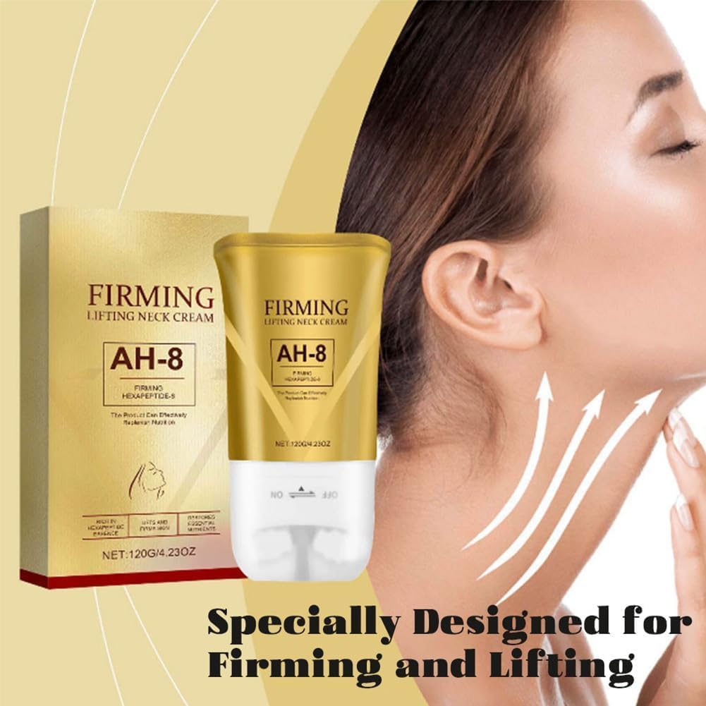 AH-8 Firming Neck Cream, Tighten and Lift Neck Cream with Double Roller Massage, Reduce Wrinkles Fine Lines And Double Chin, Firm and Lift Sagging Skin 120g