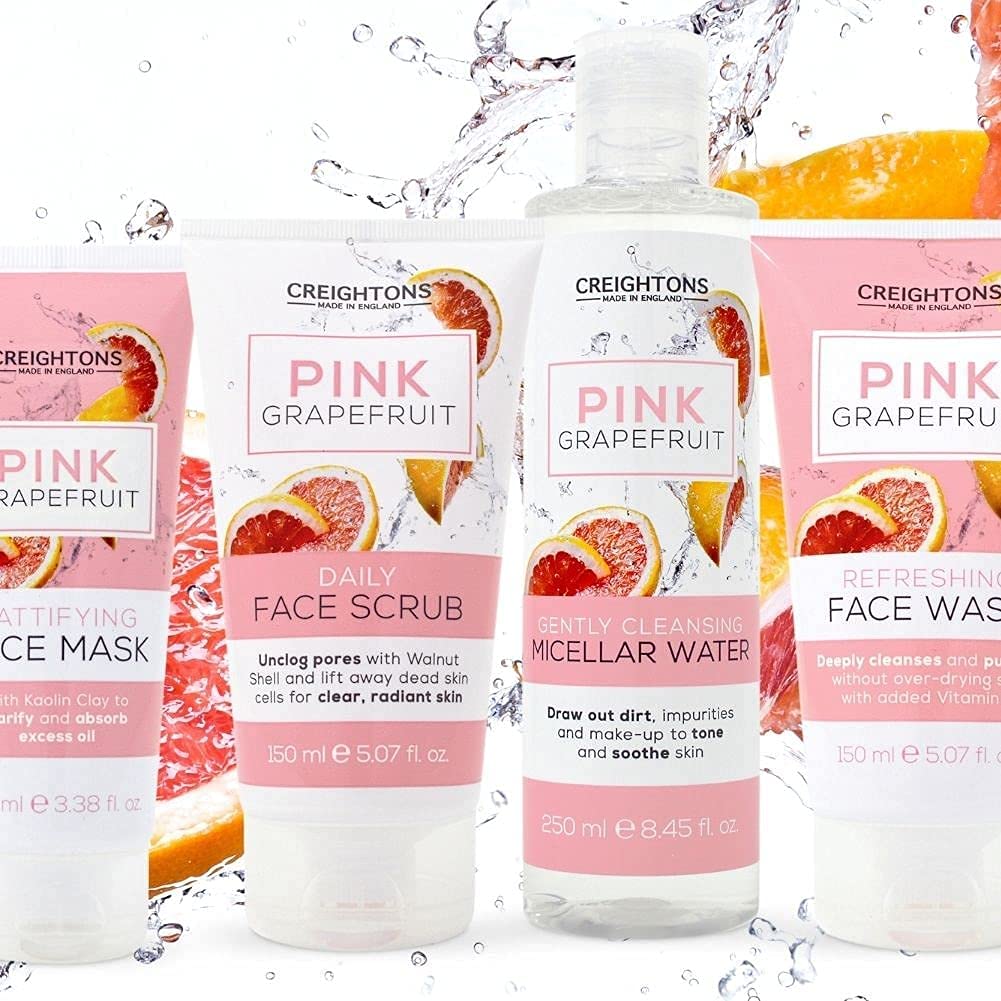 Creightons Pink Grapefruit Daily Face Scrub (150ml) - Unclog pores with Walnut Shell and lift away dead skin cells for clear, radiant skin. Dermatologically tested.