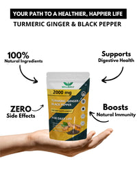 Well Daily Turmeric Curcumin 2000mg Ginger & Black Pepper Extract High-Strength Anti-Inflammatory & Joint Support Supplement, UK Made Easy to Swallow Halal Kosher Vegan Approved 90 Tablets