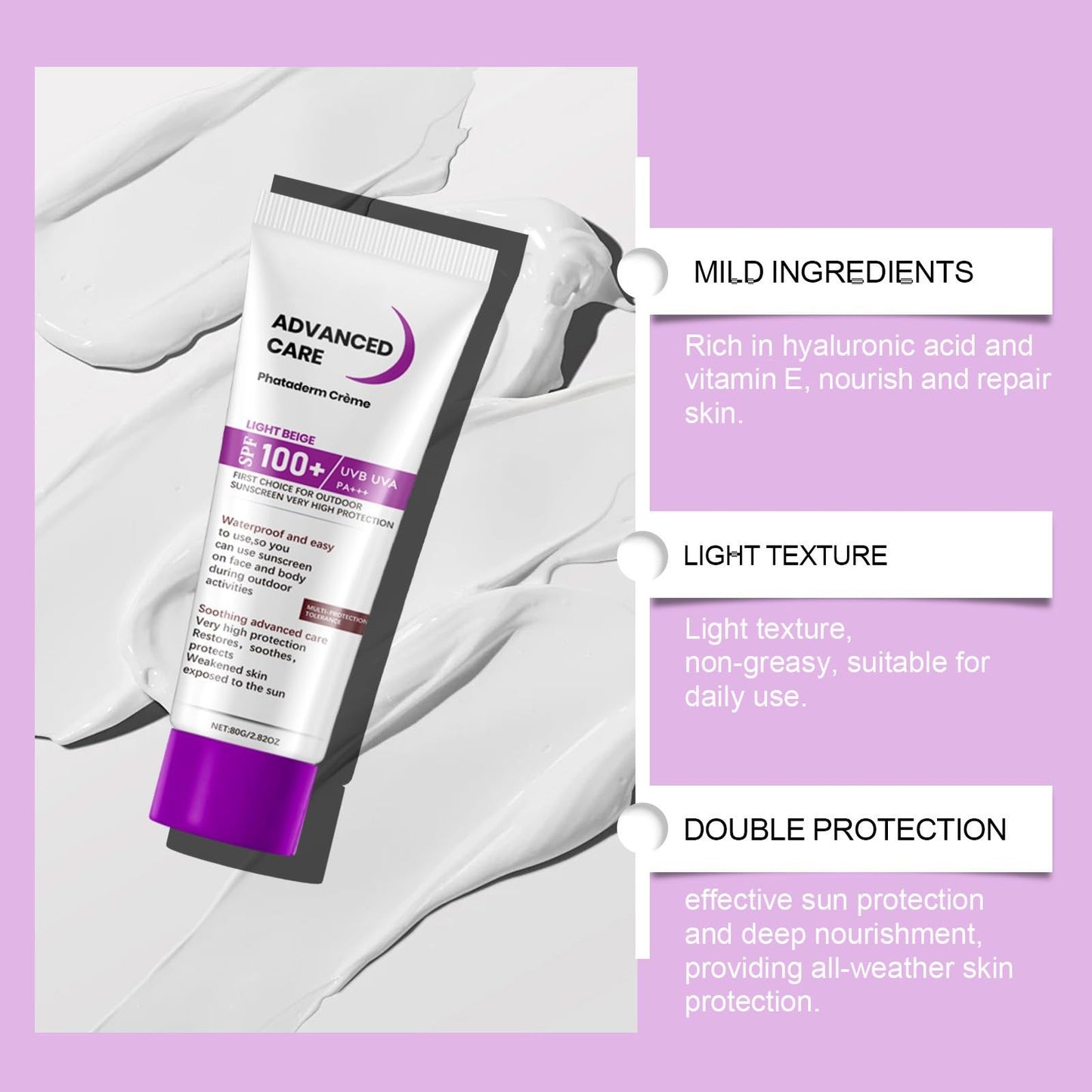 NLFOX SPF 100 Sunscreen - 2PCS Sun Cream SPF 100 PA+++ - Sunscreen SPF 100-80g UVB/UVA High Protection Factor 100 Sun Cream -Waterproof SPF 100 Face Moisturiser - Factor 100 Sun Scree For Outdoor