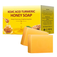 IREV Kojic Acid Turmeric Soap with Honey For Face and Body, Kojic Acid Soap For Dark Spot, GlowingTurmeric Soap Bar for Acne Face Soap Bar For Cleansing Exfoliating Daily Face Wash 200g