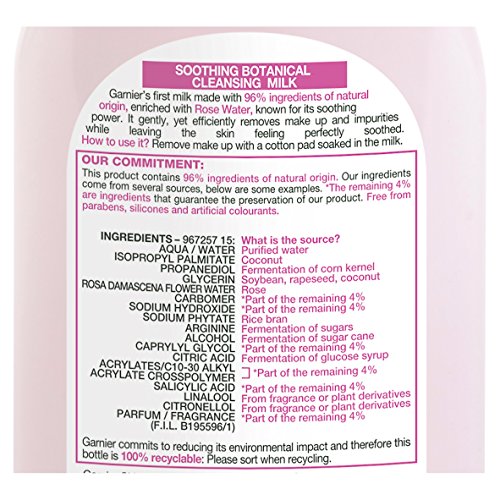 Garnier Natural Rose Water Cleansing Milk Sensitive Skin 200ml (Packaging may vary)