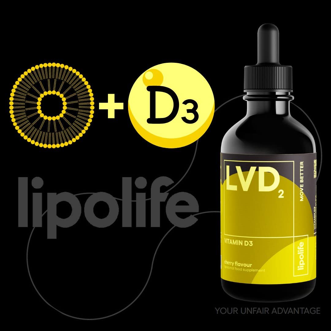 Lipolife liposomal Vegan Vitamin D3 Supplement | Highly absorbable Plant sourced D3 | Manufactured in UK to cGMP Standards | lipolife | 60 Servings. 1000IU. LVD2.
