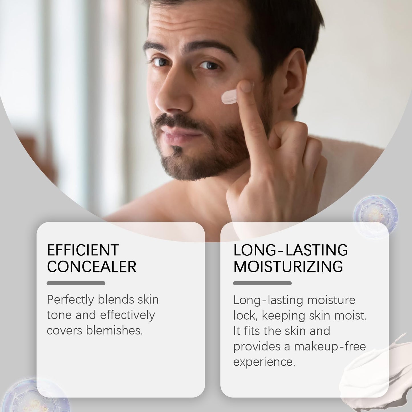 Men's Makeup Face Cream, Brightening Moisturiser for Men, Dark Spot Cream, Skin Lightening Cream, Hydrating Face Cream, Face Care for Even Skin Tone, Moisturizing, Spots Covering, Firming
