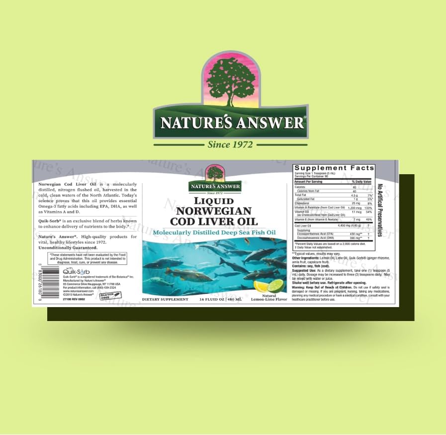 Generic Natural's Answer Liquid Omega-3 Fish Oil – 480 ml – Natural Lemon Flavour – High EPA & DHA – Supports Heart, Brain & Joint Health