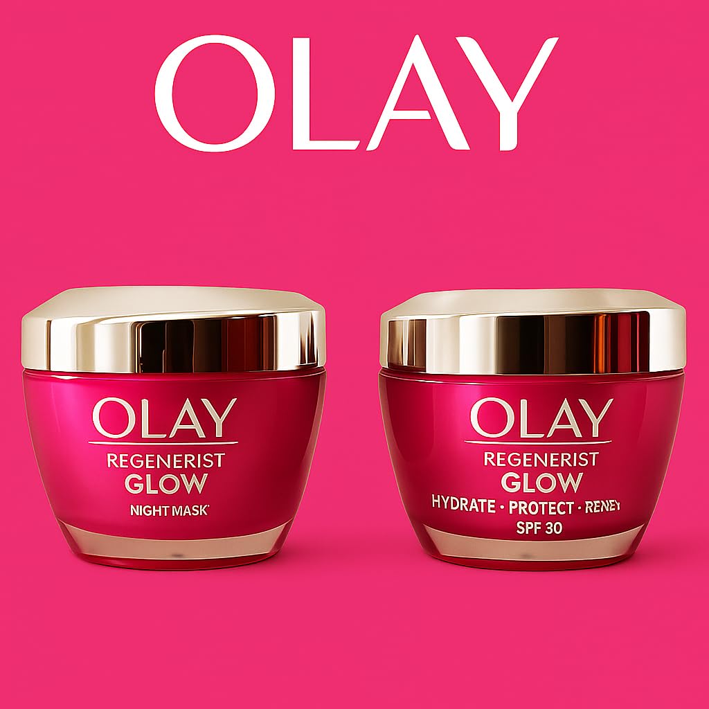 Olay Regenerist Glow Duo – Overnight Night Mask 50ml & SPF 30 Day Moisturiser for Radiant Skin 50ml