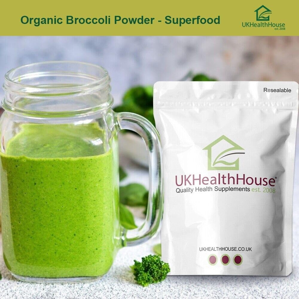 UKHealthHouse Broccoli Powder | Contains Activated Sulforaphane Supplement | Potent Antioxidant Content | Whole Broccoli Powder | 100% Natural & Pure (100g)