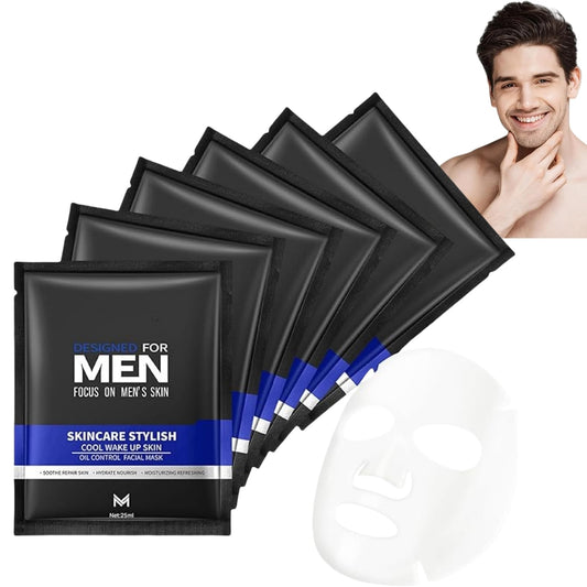 Fankayi 6PCS Mens Face Mask Set,Face Masks for Men,Skincare Gift Set for Men,Mens Facial Care Kit,Anti Aging Face Mask,Sheet Face Masks Multipack,Friendly to All Skin,Refreshing & Oil Control,Hydrating Sheet