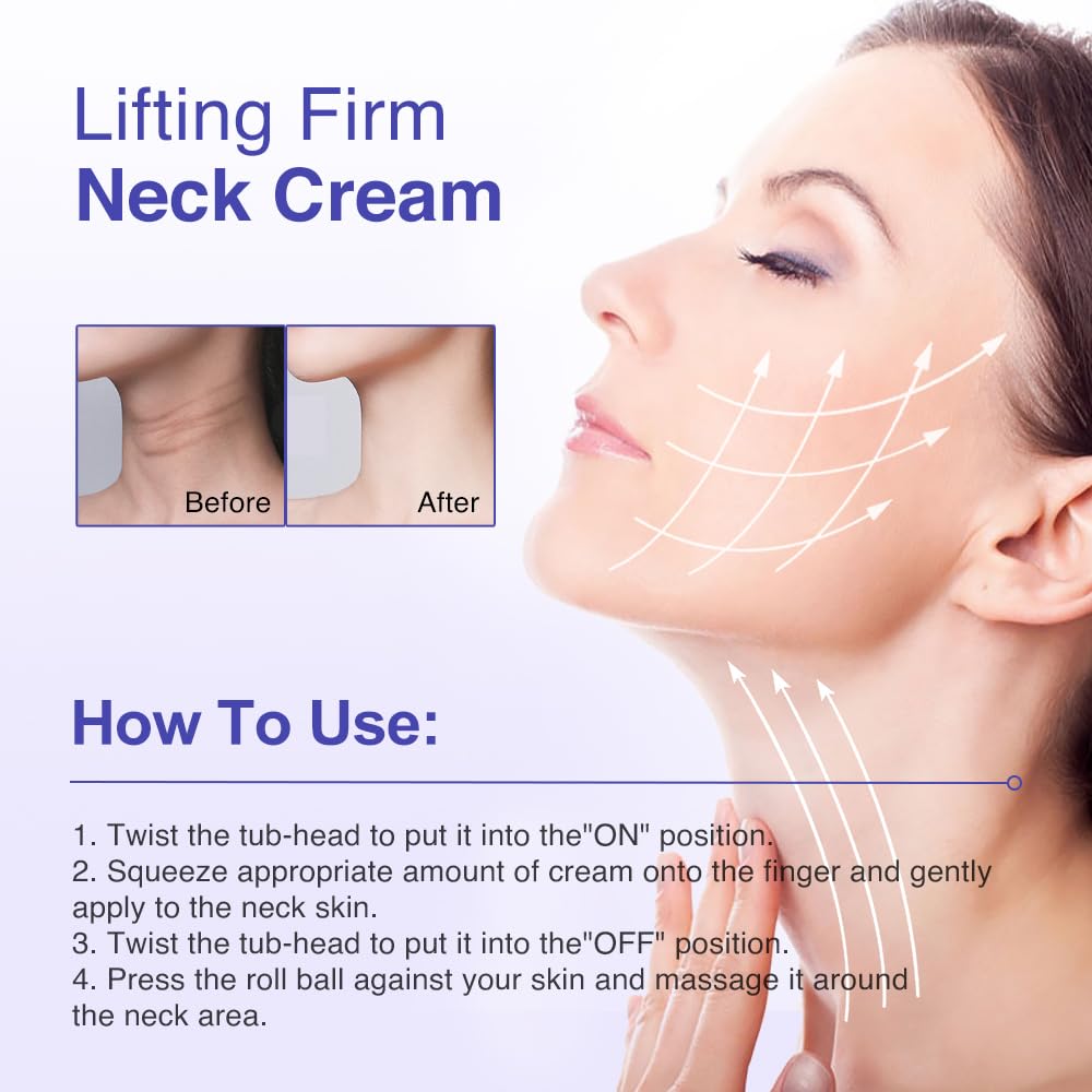 ANGEL SILK Collagen AH-8 Firming Neck Cream, Retinol Tightening & Lifting Neck Cream Contain Hexapeptide with Double Roller Massage, Reduce Wrinkles Fine Lines, Firm And Lift Sagging Skin 1pc