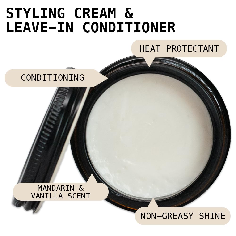 O'Douds Conditioning Cream - Natural Hair Styling Cream & Leave In Conditioner with Light Hold & Medium Shine - Made with Shea Butter, Aloe Vera & Castor Oil - Mandarin & Vanilla Scent (4oz)