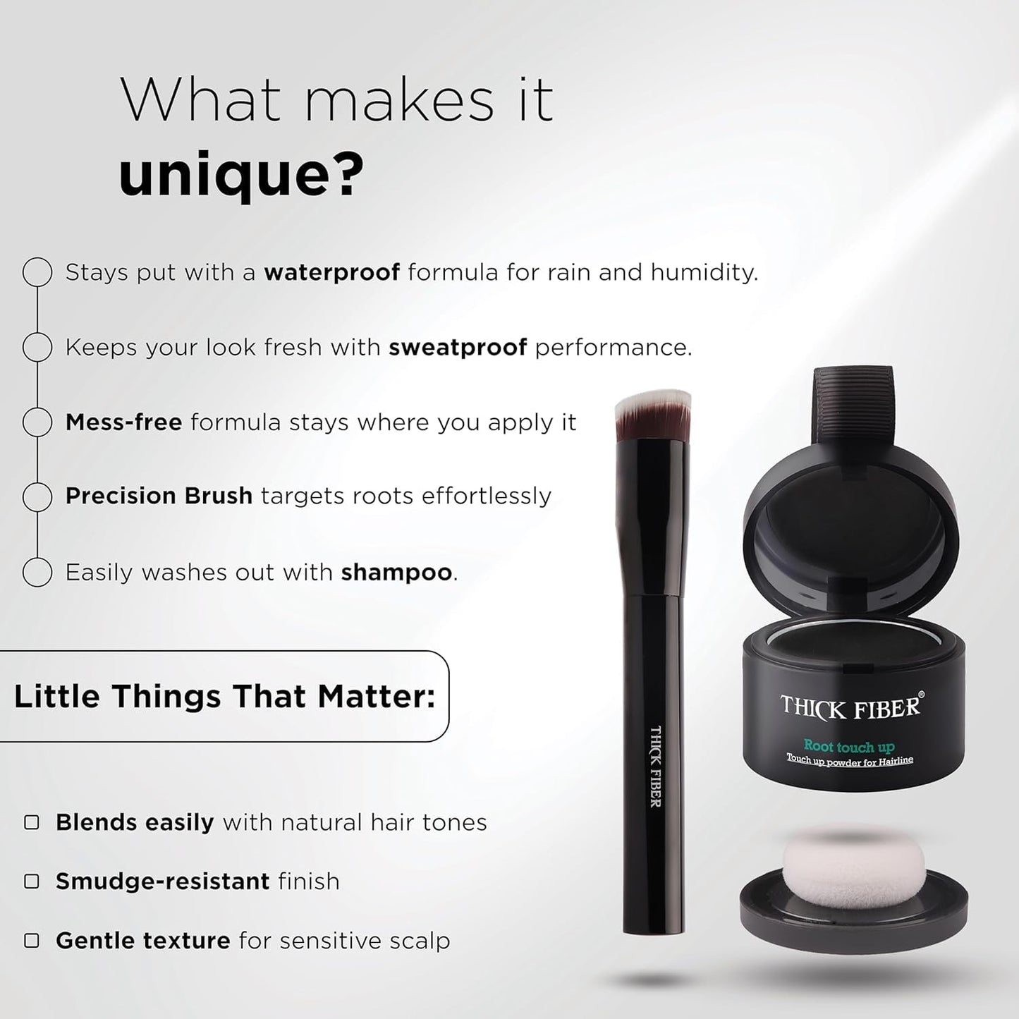 Generic Root Touch Up Powder, Root Cover for Thin & Bald Head - Water & Sweat Resistant Hair Powder for Thinning Hair Women, Includes Brush (Black) 4 Grams