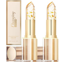 WujialingMM 2PCS Transferproof Color Changing Lipstick,Gold Crystal Colors Changing Lipsticks,Color Changings Lipstick Gold Foil,Moisturizer Long Lasting Lip Balm for Women