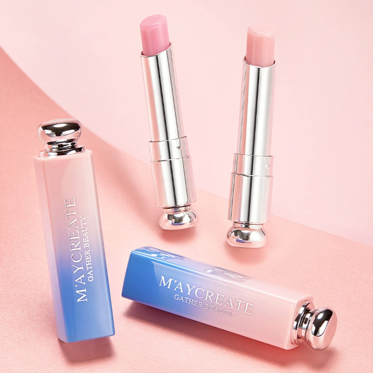 GEEWHILE Moisturizing Tinted Colour Changing Lip Gloss - Long lasting, Natural Lip Protection - Pink, Non-Stick Lipstick