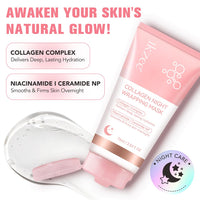LEHYUKT Collagen Night Repair Mask, Night Wrap Mask + Cleansing Brush, Peel Off Face Masks, For Dry and Dehydrated Skin - Deep Moisturizing Treatment, Reduces Wrinkles and Dullness, Improves Skin Elasticity