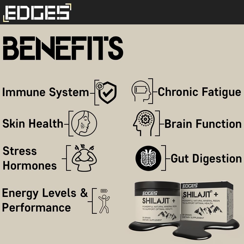 Edges 100% Shilajit Resin 30g, Original Himalayan Shilajit - Gold Grade Pure, Rich in Fulvic & Humic Acid, Minerals, Immune Support & Energy Booster - 2 Month Supply (30g)