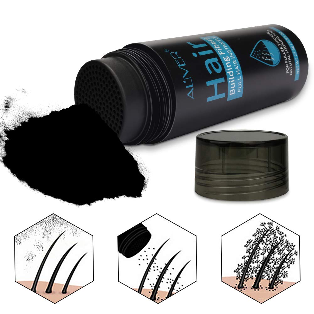 Professional Quality Hair Fibres, Hair Fibres Black for Thinning Hair, Completely Conceals Hair Loss in 15 Seconds, Undetectable & Natural, Hair Loss Product for Women and Men(Black)