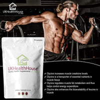 500g UKHealthHouse Glycine Powder 500g - Anti Inflammatory, Sleep Aid - Recovery, GH Release 100% Pure Glycine, Vegan Friendly, Boosts Protein Synthesis, White