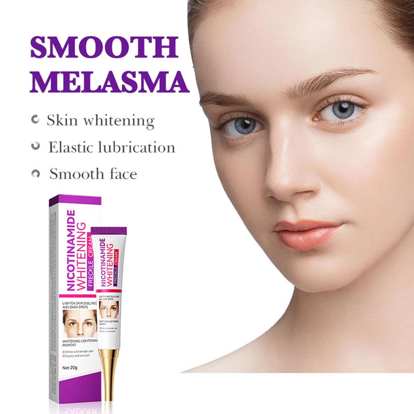 Pack of 2 Whitening Freckle Cream, Anti-Hyperpigmentation Skin Brightening Cream, Anti-Freckle Niacinamide Cream, Face Cream Against Dark Spots, Pigment Spots, Remover Face