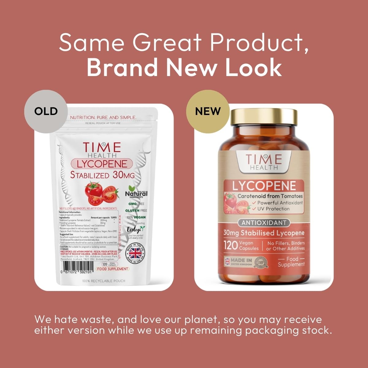 Time Health Lycopene – 30mg per Capsule – Stabilized, Microencapsulated Formula – Tomato Extract – Vegan – Zero Additives (120 Capsules)