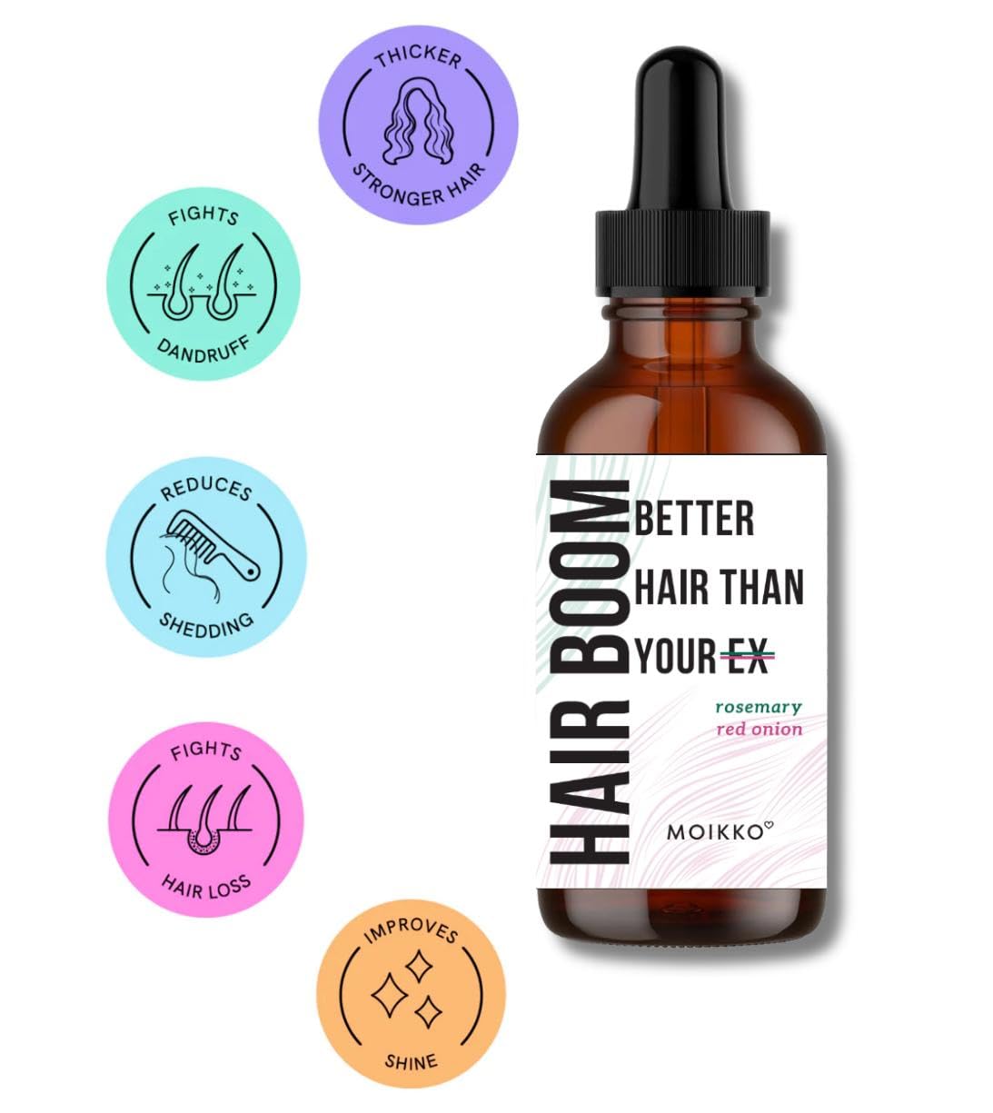 Generic Hair Growth Oil 100% Natural with Castor, Jojoba, Avocado, Hibiscus, Argan, Peppermint, Basil, Aloe, Red Onion, Clove & Rosemary - Promotes Thickness & Strength